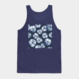 Shibori Kumo tie dye white dots over dark navy blue Tank Top